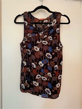 Modcloth Floral Sleeveless Camisole in Brown, Blue, White